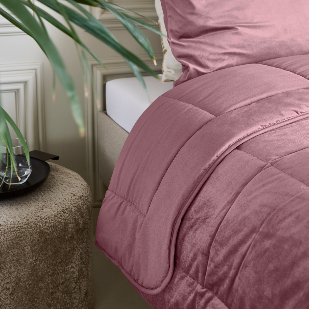 Bettdecke ohne Bezug aus Velvet – Altrosa