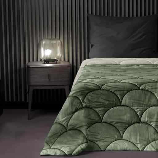 Bettdecke ohne Bezug Matt Satin™ Creme/Olivine