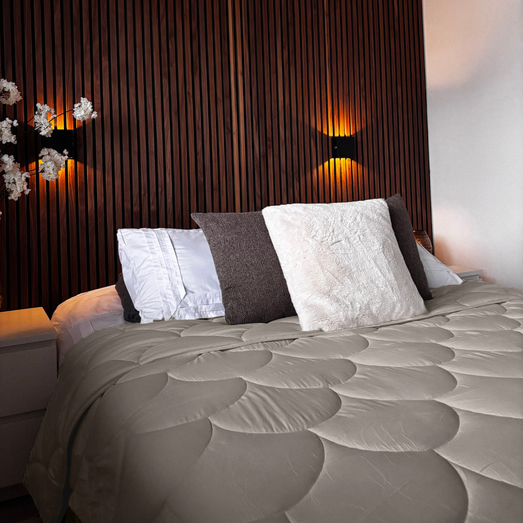 Bettdecke ohne Bezug Matt Satin™ Taupe / Grau