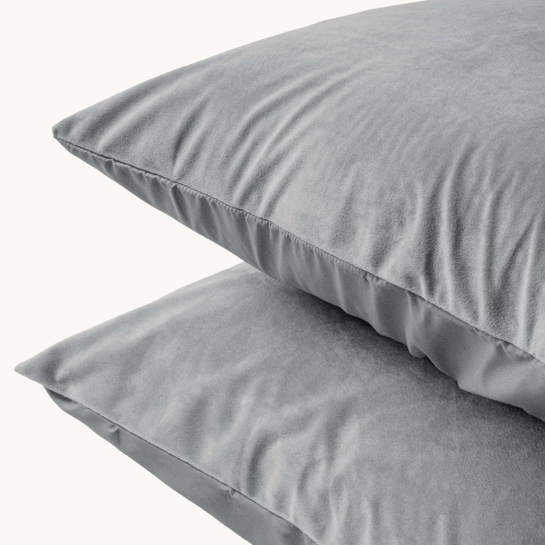 Kussenslopen Velvet Stone Grey 60x70 cm 2-pack
