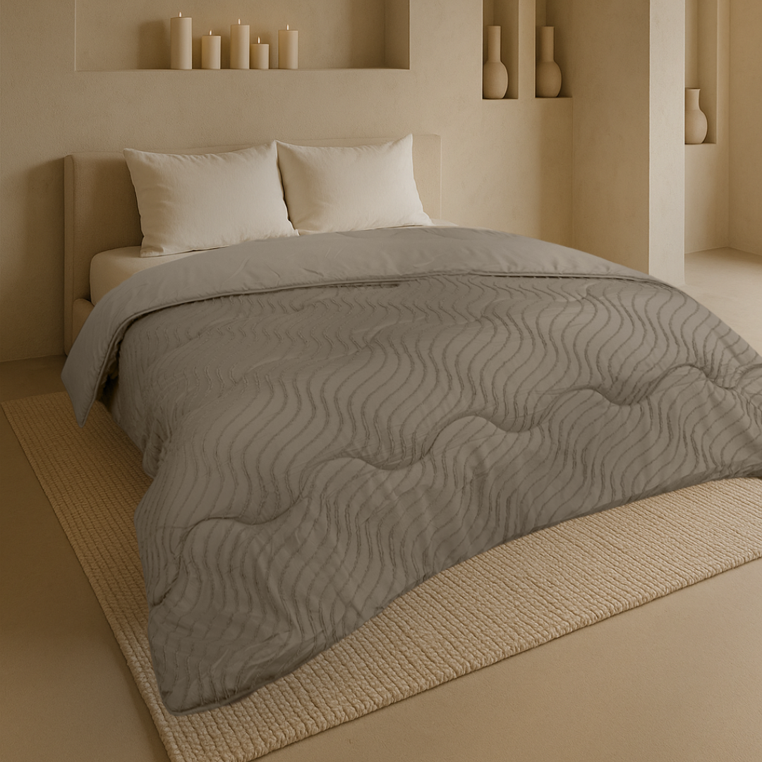 Bettdecke Ohne Bezug Japandi Waves Taupe