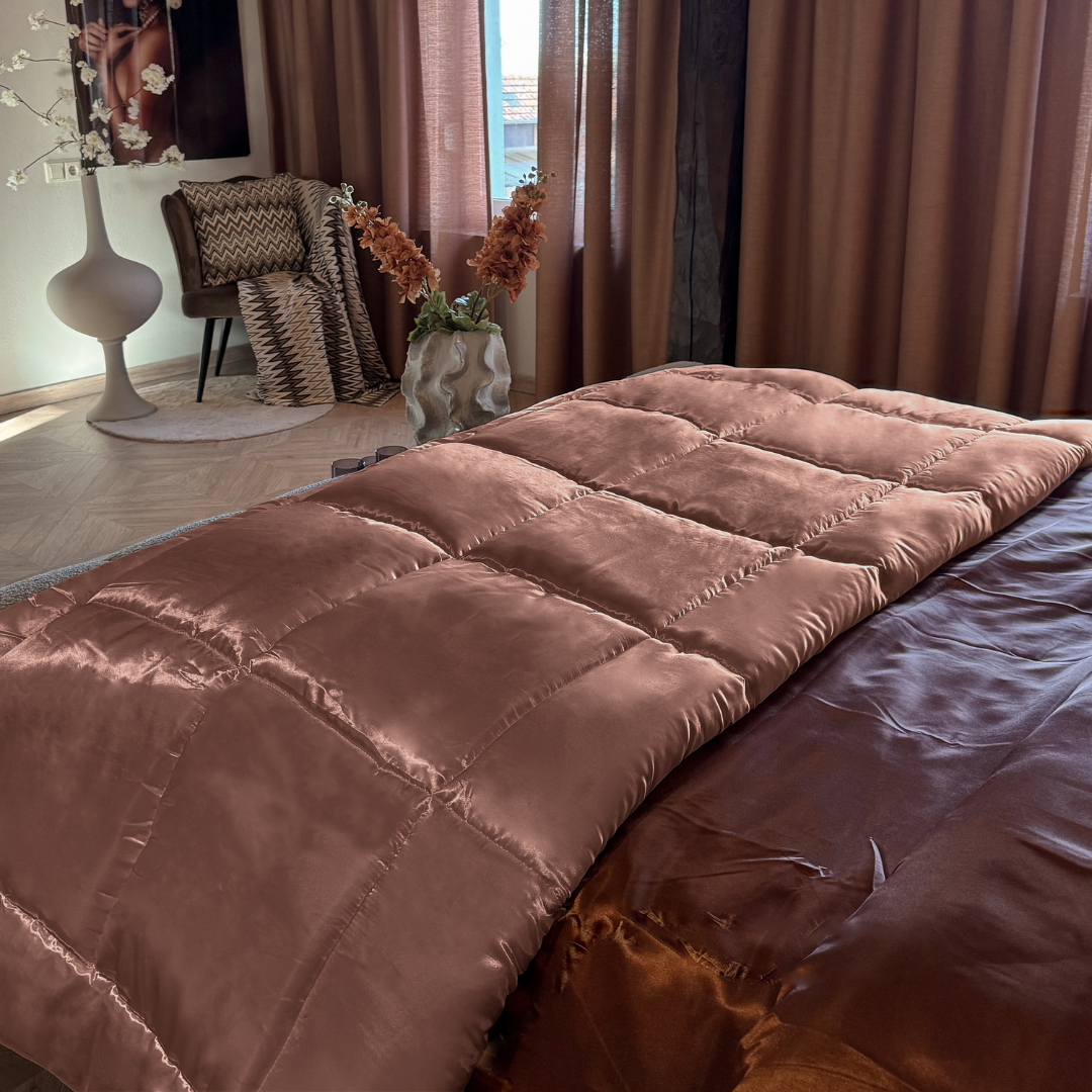 Bettdecke ohne Bezug Satin – Dunkel Taupe