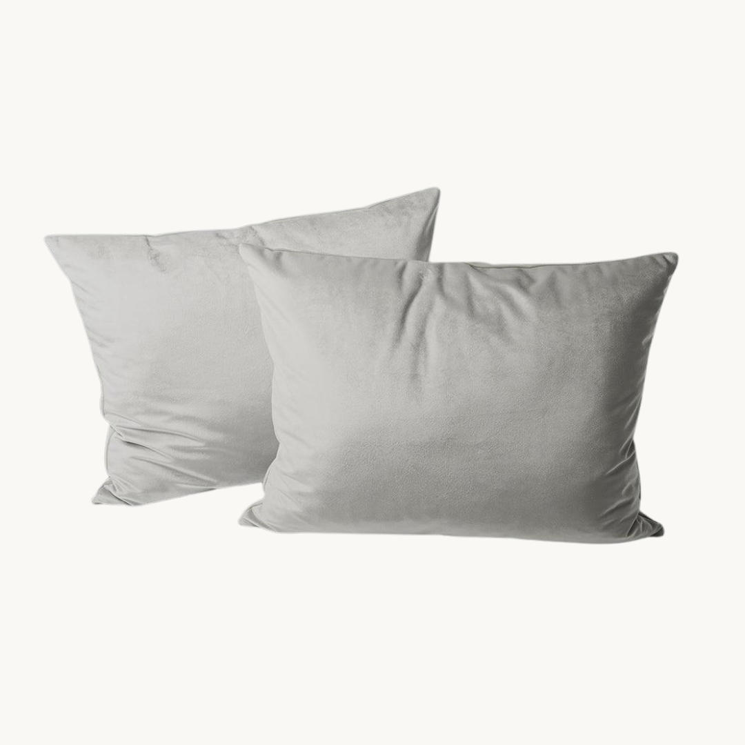 Kissenbezüge aus Samt (Velvet) Stone Grey 60x70 cm – 2er-Pack