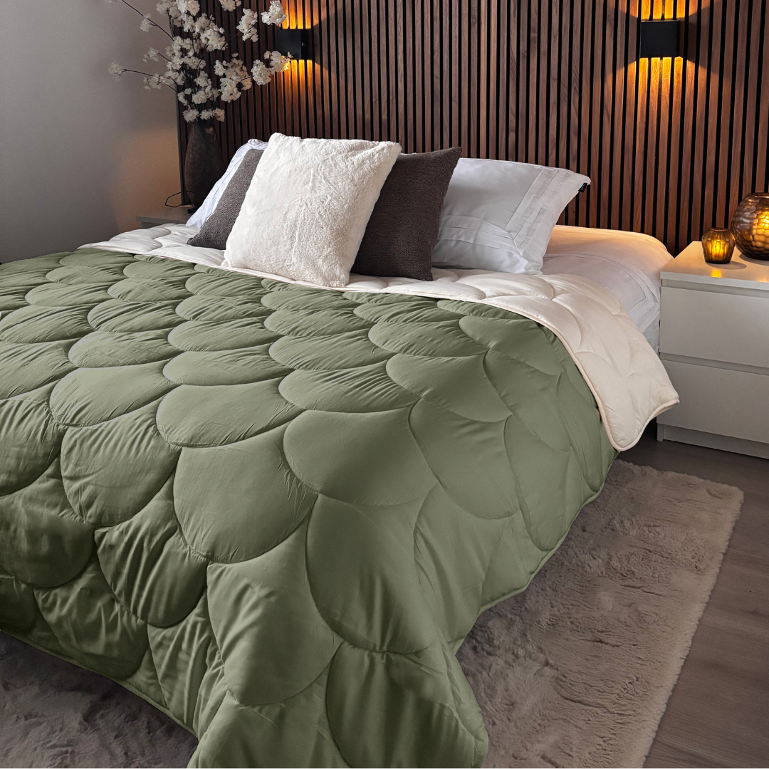 Bettdecke ohne Bezug Matt Satin™ Creme/Olivine