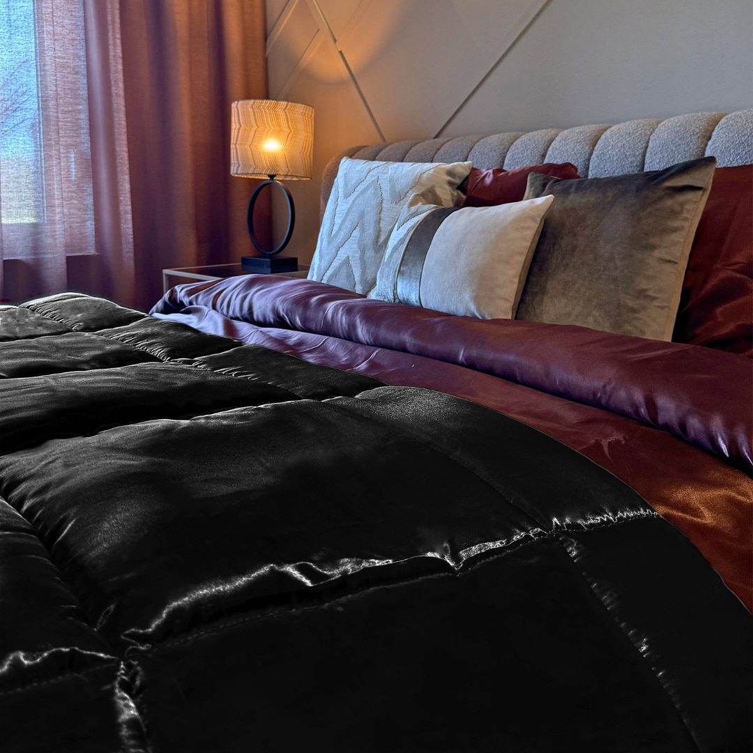Bettdecke ohne Bezug Satin – Jet Black