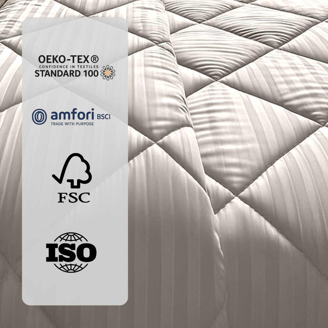 Bettdecke Ohne Bezug Hotel Stripe Satin Taupe/Grey