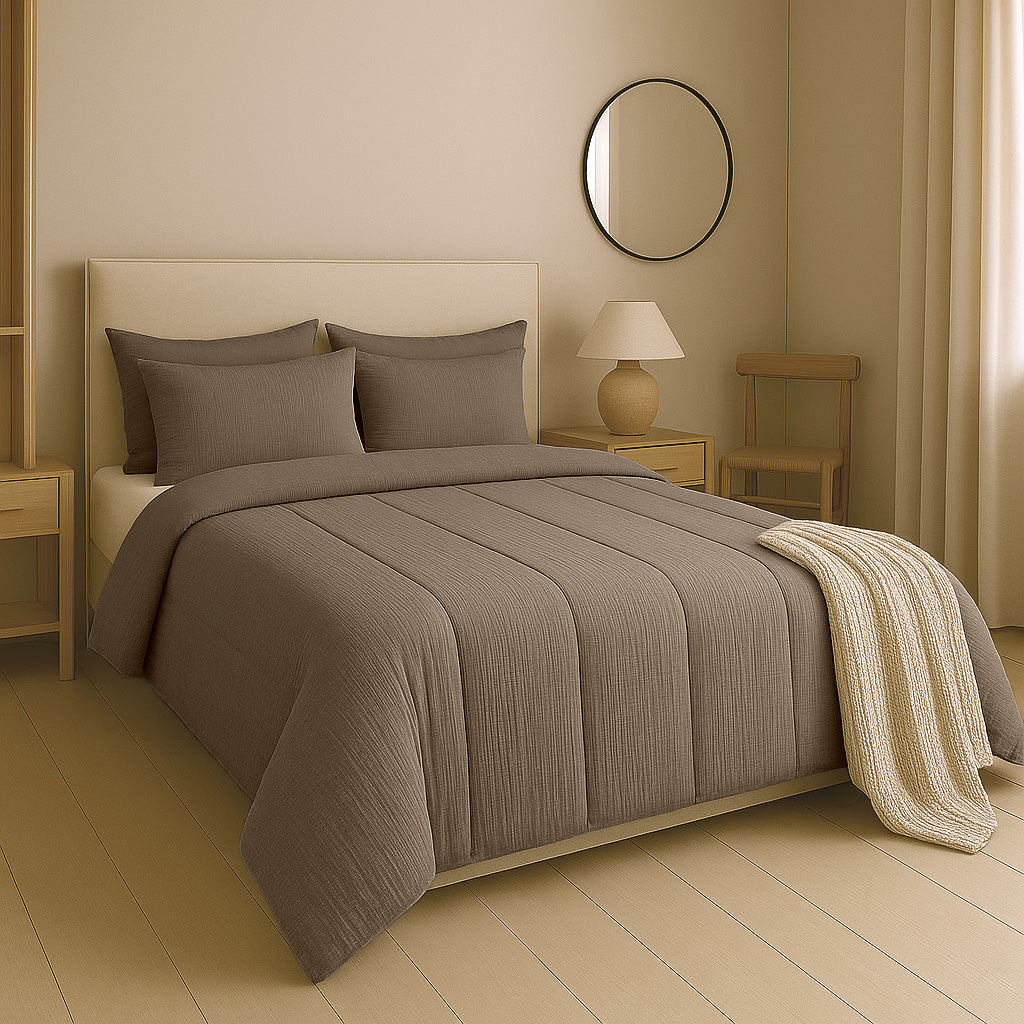 Bettdecke Ohne Bezug Micro-Musselin Taupe