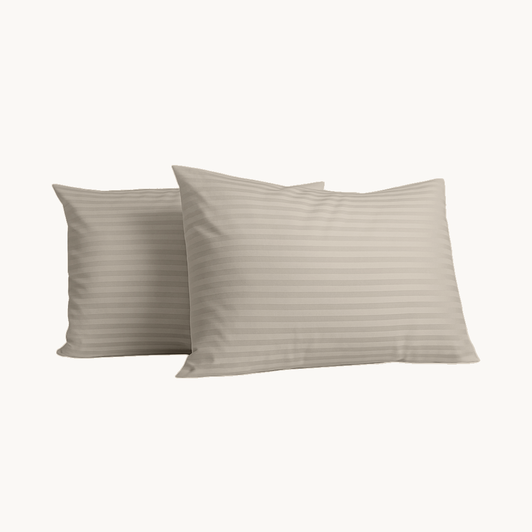 Hotel Stripe Satin Taupe/Grau Kissenbezüge 60x70cm 2er-Pack