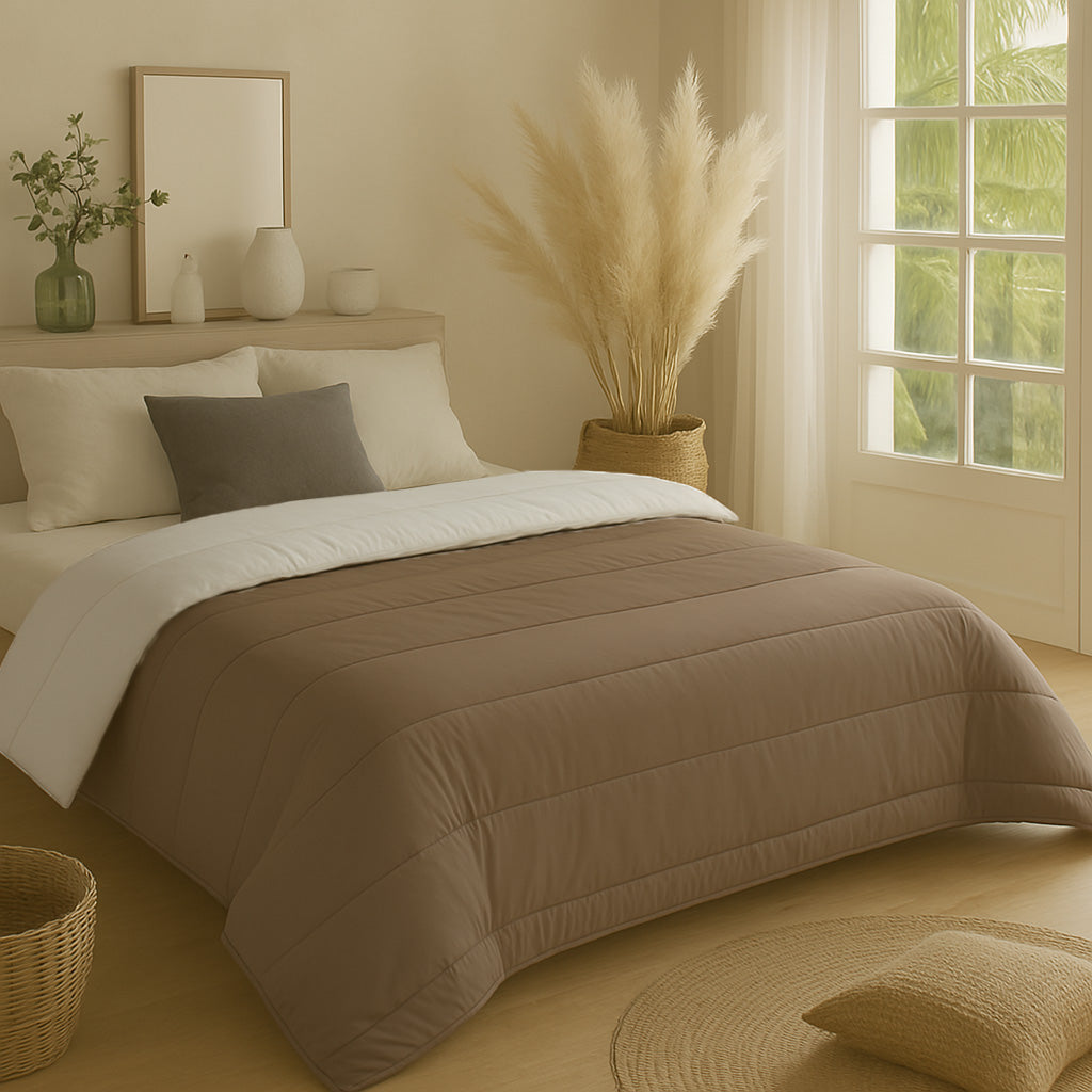 Bettdecke ohne Bezug Mat Satin™ Taupe / Grau
