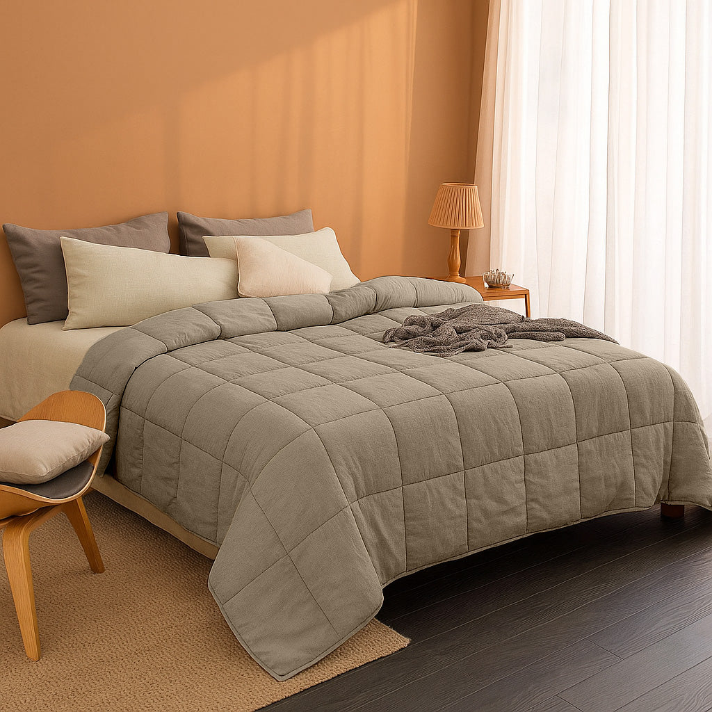 Bettdecke ohne Bezug Stone Washed Taupe
