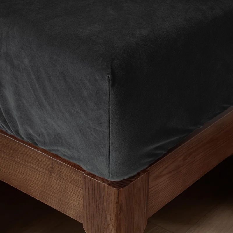 Matratzen-Spannbettlaken Velvet Obsidian Schwarz