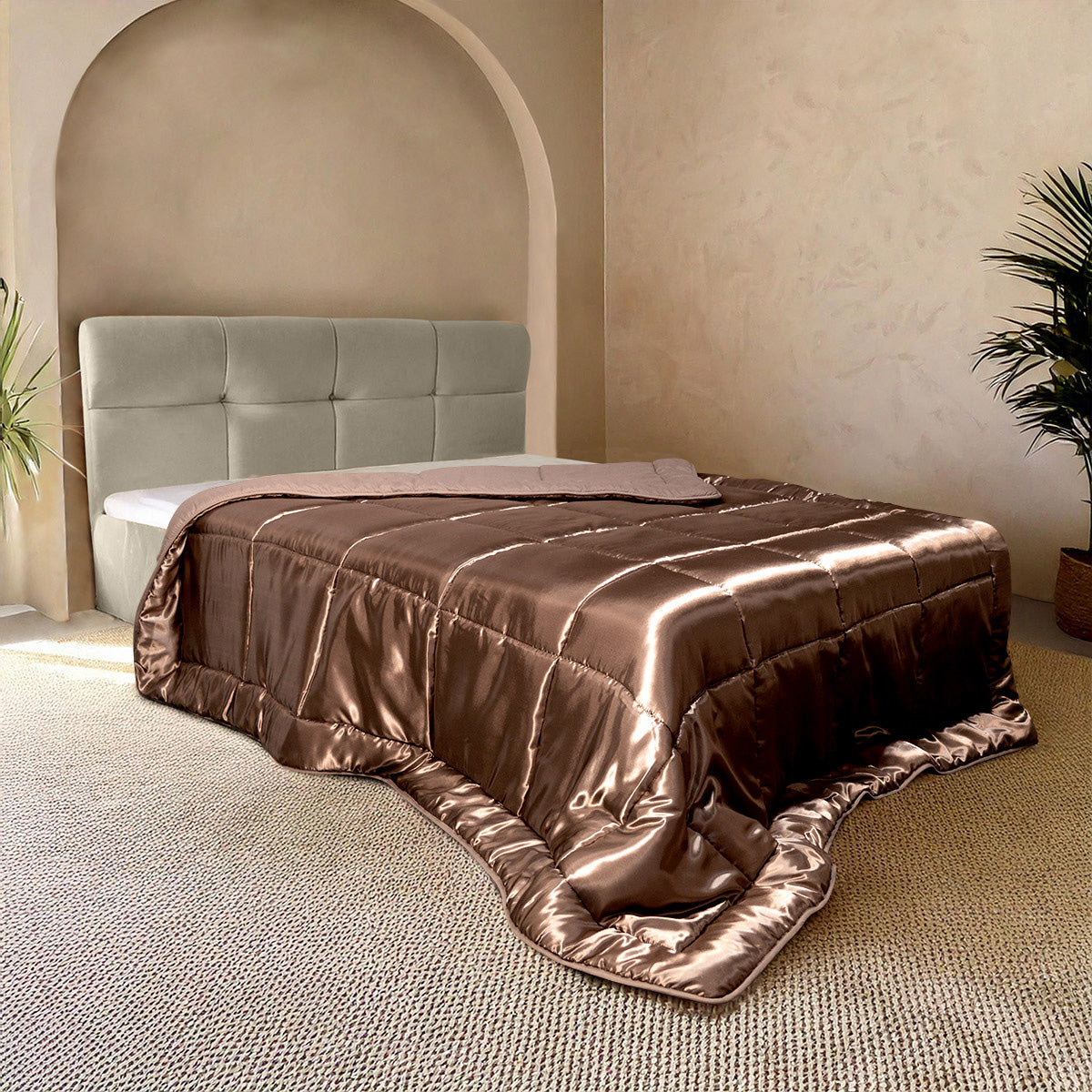 Bettdecke ohne Bezug Satin – Dunkel Taupe