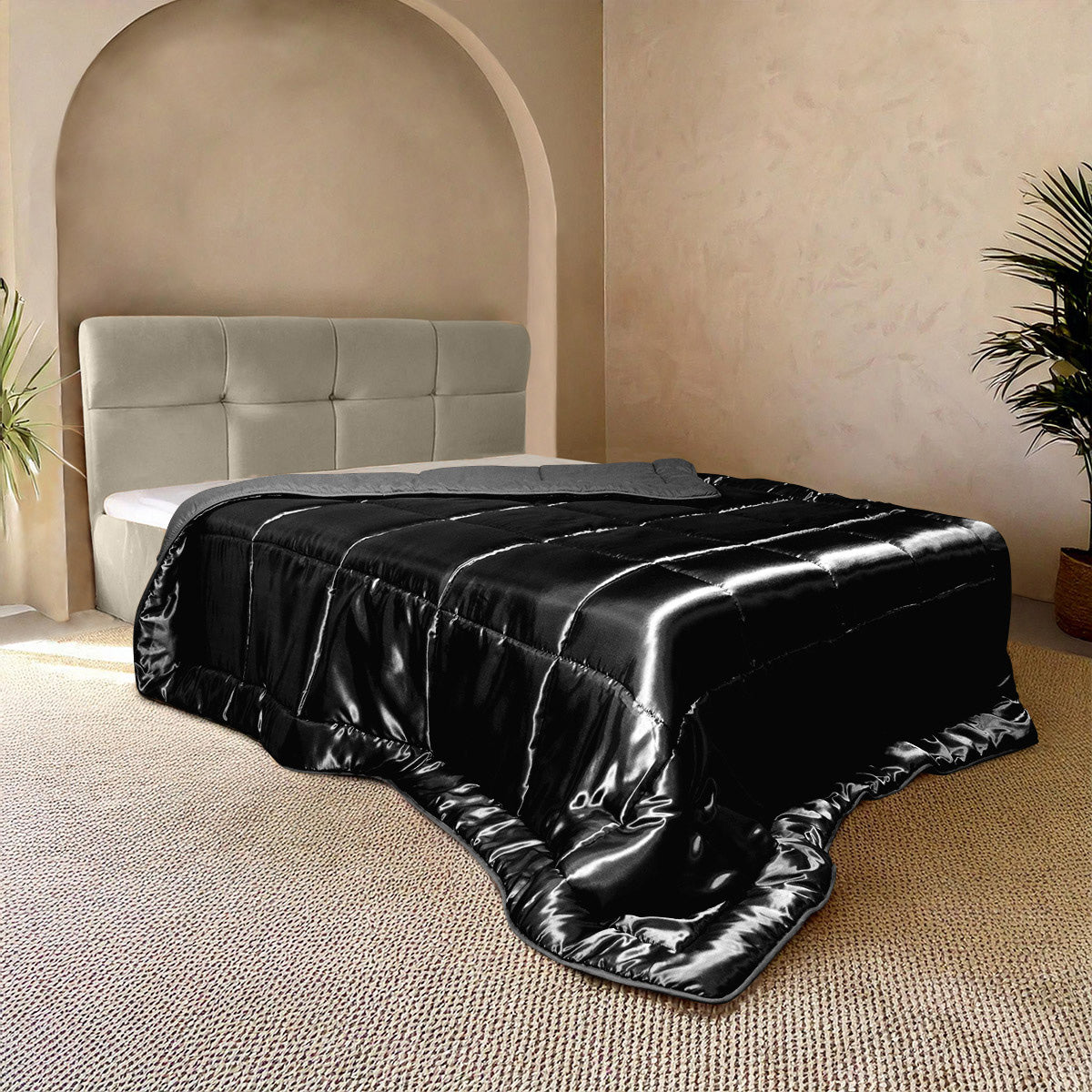 Bettdecke ohne Bezug Satin – Jet Black