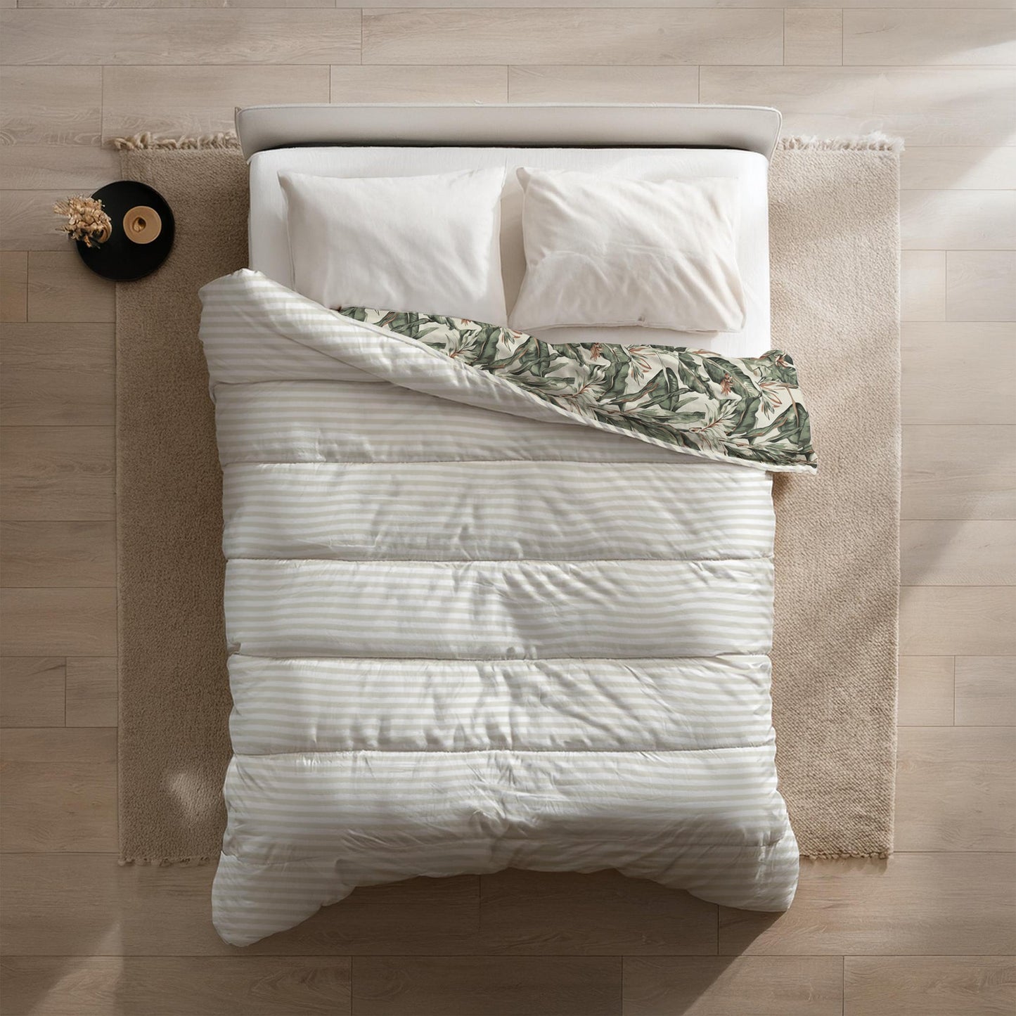 Dekbed Zonder Overtrek 2-in-1 Floral Green