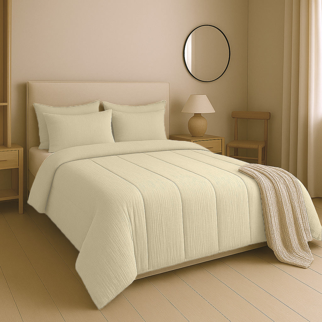 Bettdecke Ohne Bezug Micro-Musselin Creme
