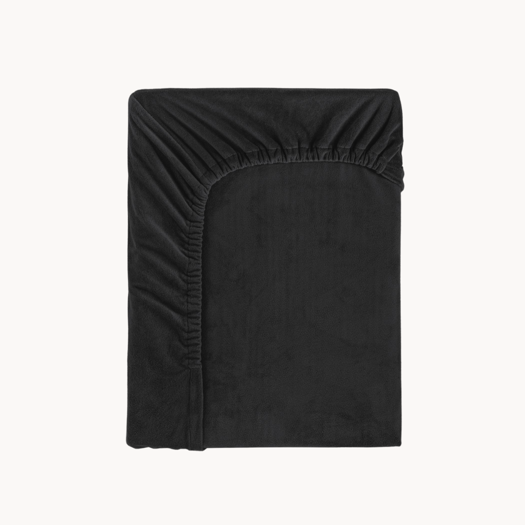Matratzen-Spannbettlaken Velvet Obsidian Schwarz