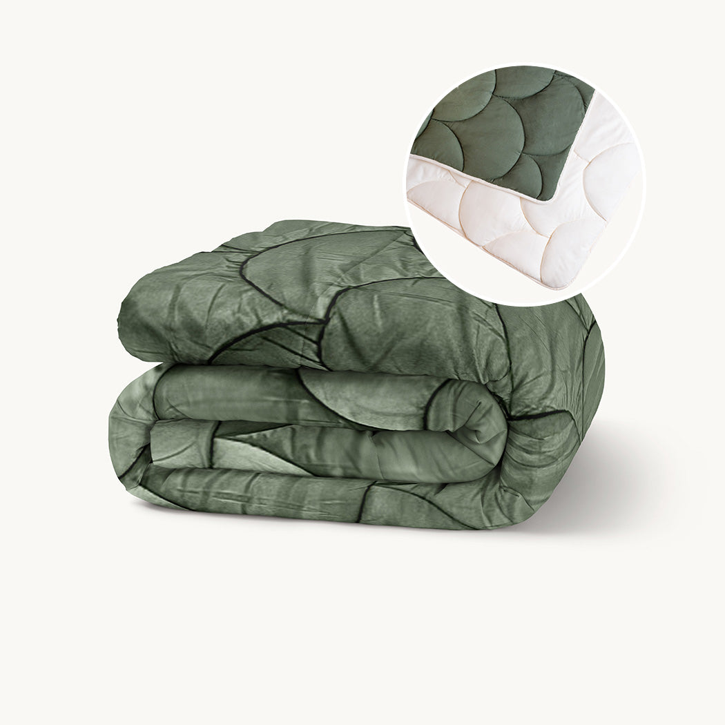 Bettdecke ohne Bezug Matt Satin™ Creme/Olivine
