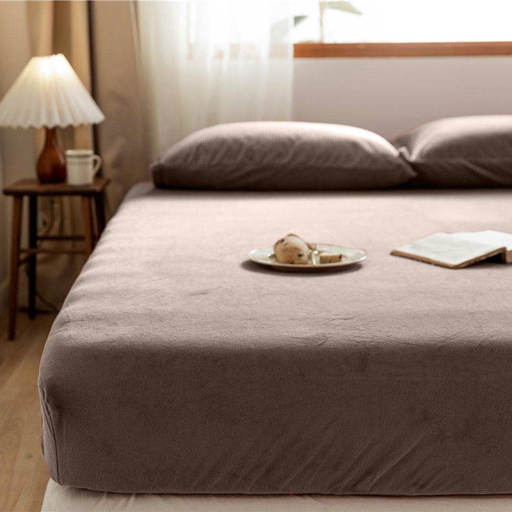 Matratzen-Spannbettlaken Velvet Braun Sand