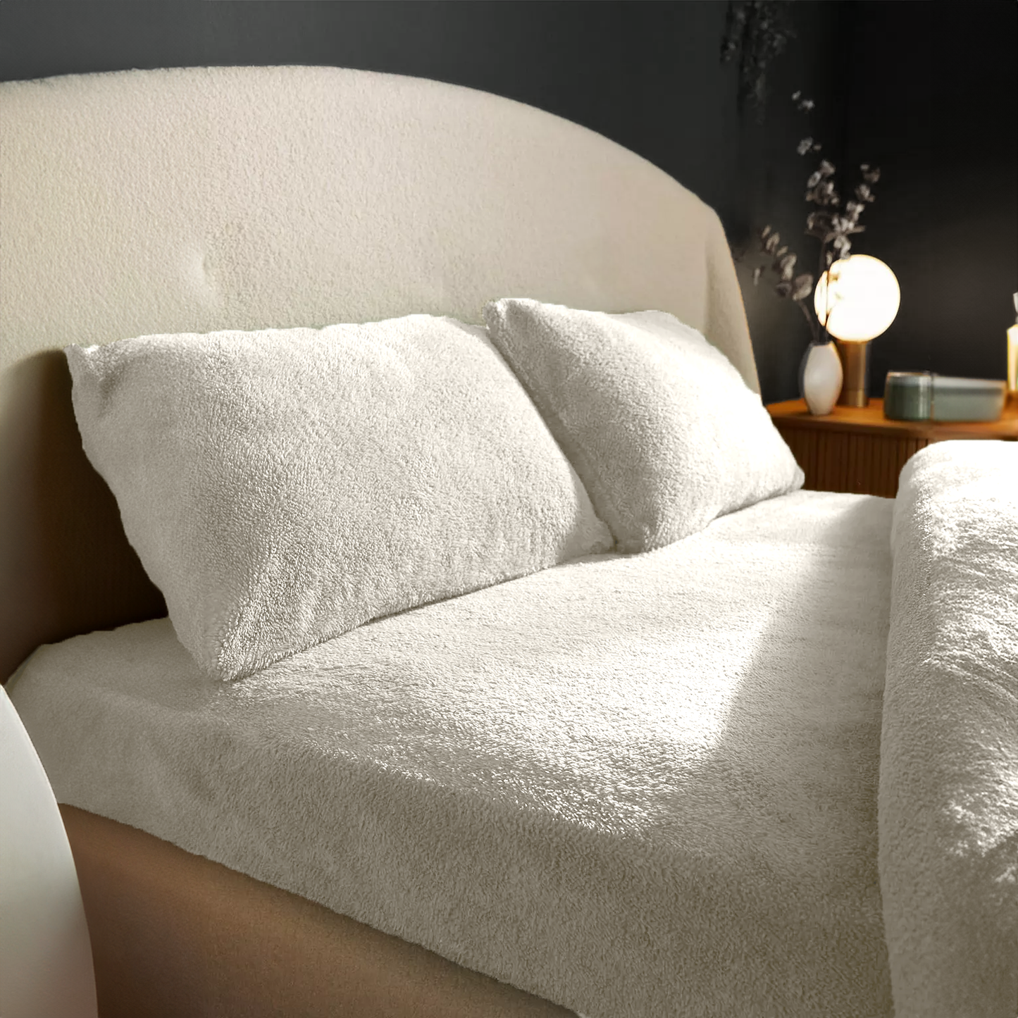 Matratzen-Spannbettlaken Teddy – Cappuccino White