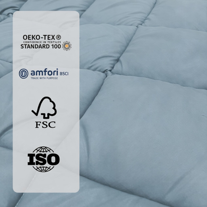 Bettdecke ohne Bezug aus Mattsatin Hellblau / Dunkelblau (220 cm Länge)