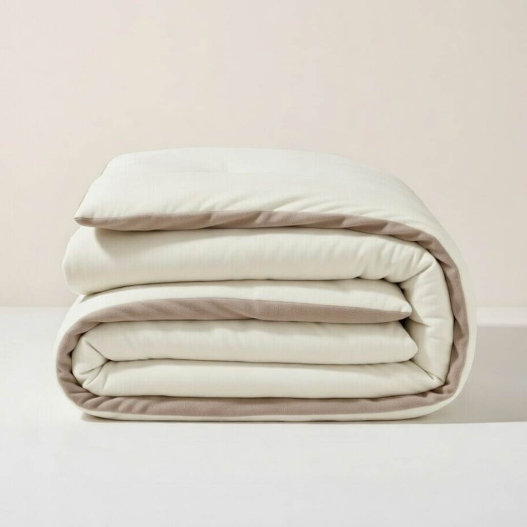 Y-NOT Bettdecke Flanell Taupe/Creme