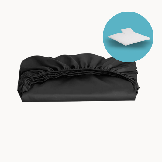 Split-Topper-Spannbettlaken Baumwollsatin Jet Black