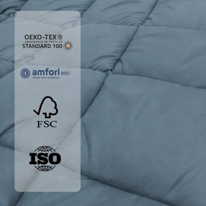 Bettdecke ohne Bezug aus Mattsatin Bluestone / Taupe (220 cm Länge)