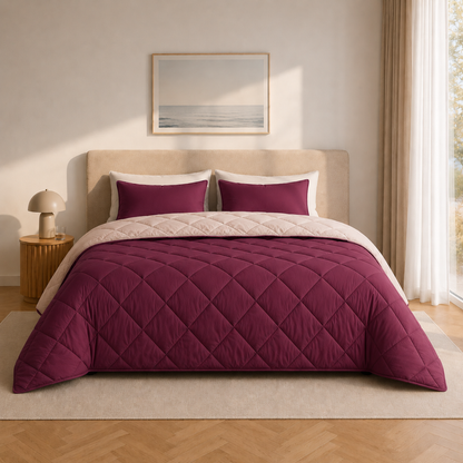 Y-NOT Sommerbettdecke Plum / Offwhite
