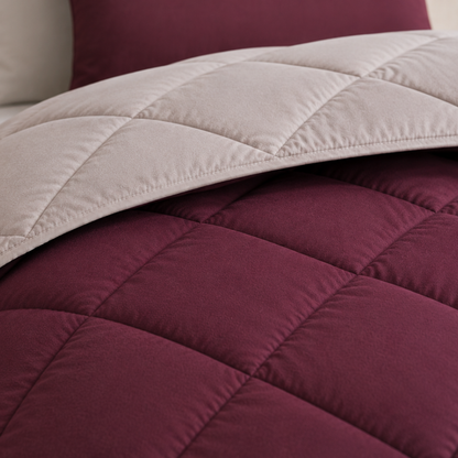 Y-NOT Sommerbettdecke Plum / Offwhite