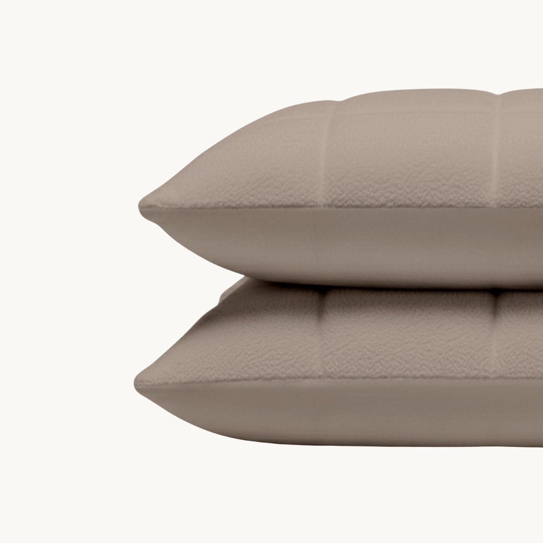 Y-NOT Kissenbezüge Vol & Gevoerd Teddy Taupe/Grey 2er-Pack 60x70 cm