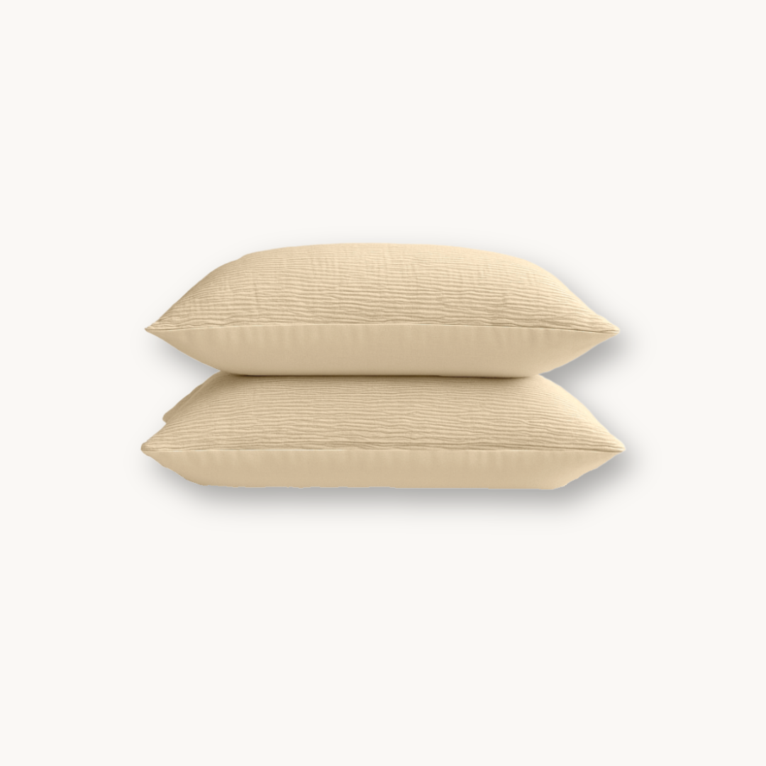 Y-NOT Kissenbezüge Micro Mousseline Sand 60x70 cm 2er-Pack