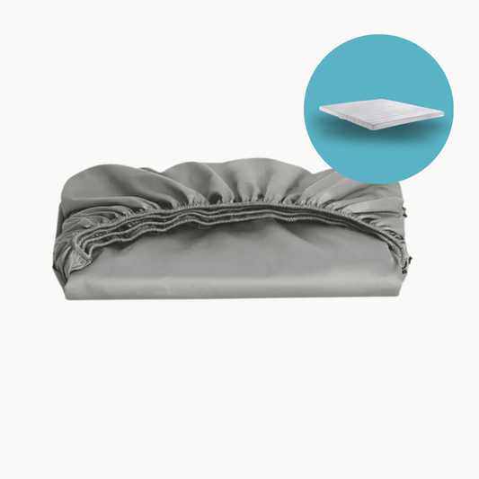 Topper-Spannbettlaken Baumwollsatin Stone Grey