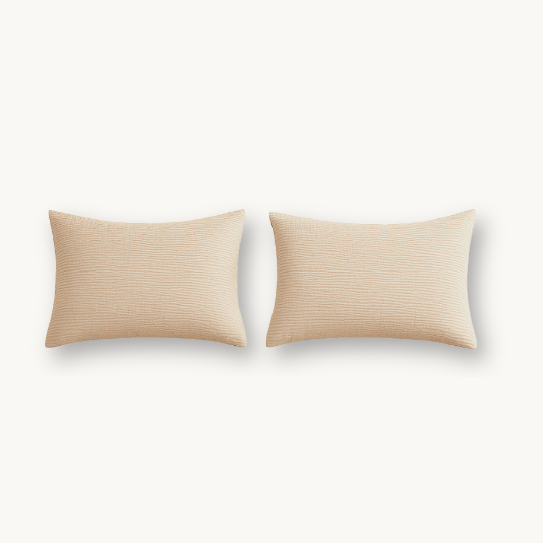 Y-NOT Kissenbezüge Micro Mousseline Sand 60x70 cm 2er-Pack