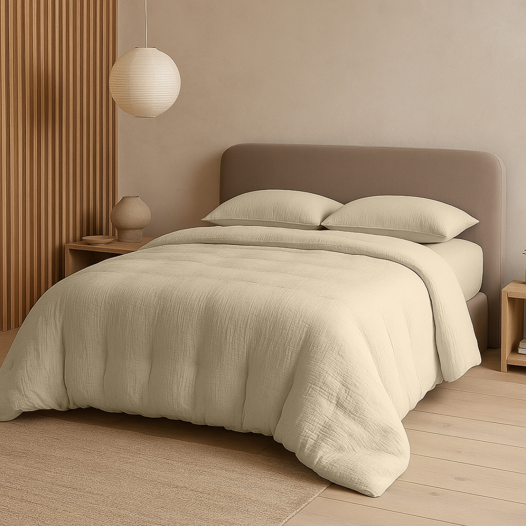 Y-NOT Kissenbezüge Micro Mousseline Sand 60x70 cm 2er-Pack