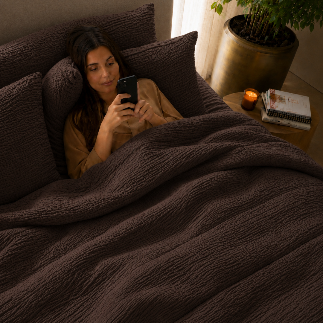 Y-NOT Micro-Musselin Ganzjahres Bettdecke Braun