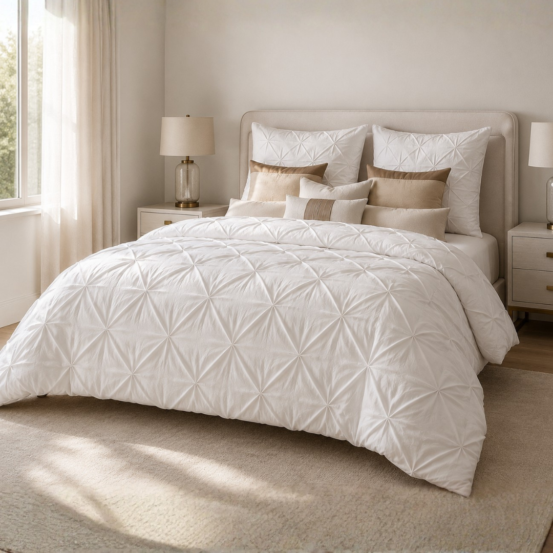 Y-NOT Bettdecke Diamond Pearl White