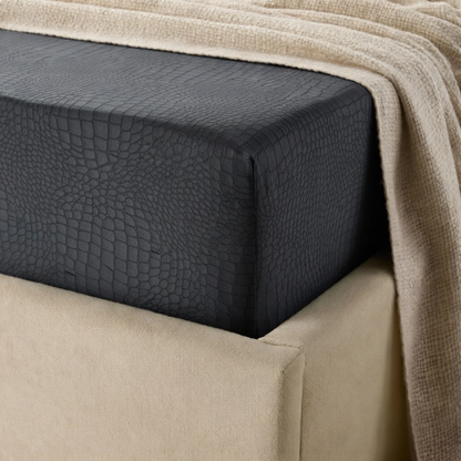 Matratzen Spannbettlaken Velvet Snake Skin – Jet Black