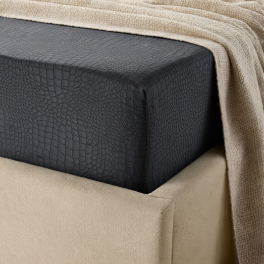 Matratzen Spannbettlaken Velvet Snake Skin – Jet Black