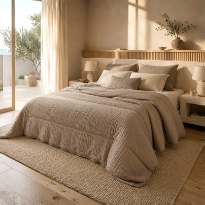 Y-NOT Micro-Musselin Ganzjahres Bettdecke Taupe