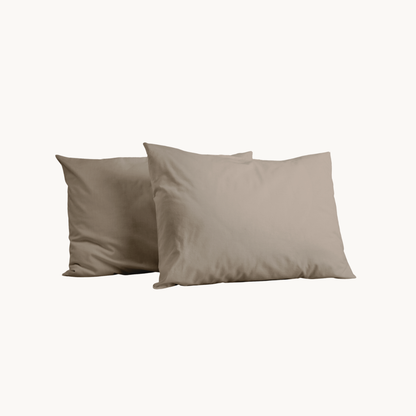 Y-NOT Kissenbezüge aus Perkal-Baumwolle Taupe/Grey 60x70 cm 2er-Pack