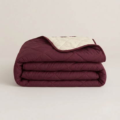 Y-NOT Sommerbettdecke Plum / Offwhite