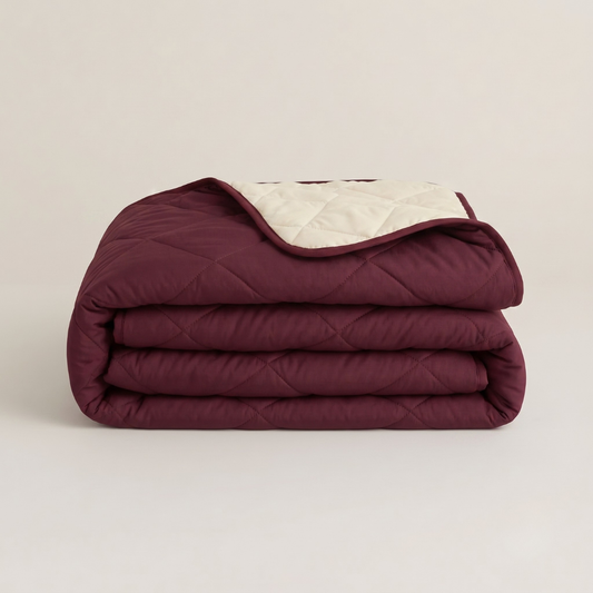Y-NOT Sommerbettdecke Plum / Offwhite