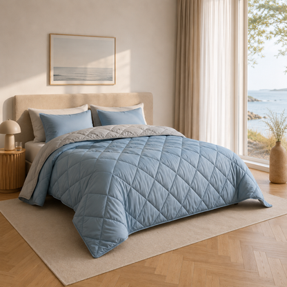 Y-NOT Sommerbettdecke Light Blue / Grey