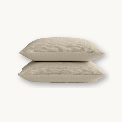 Y-NOT Kissenbezüge Micro Mousseline Taupe 60x70 cm 2er-Pack