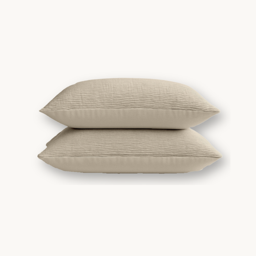 Y-NOT Kissenbezüge Micro Mousseline Taupe 60x70 cm 2er-Pack