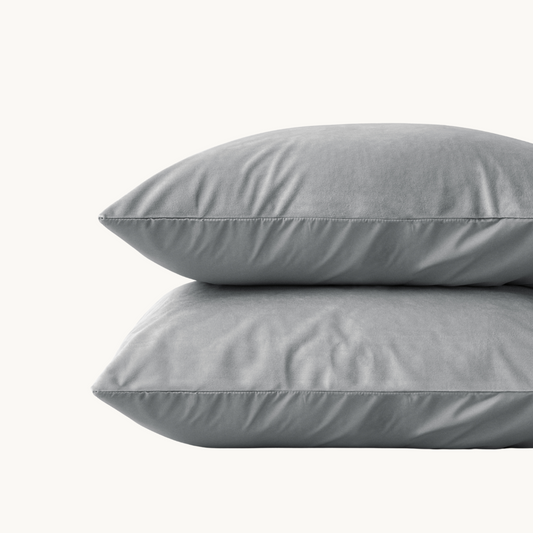 Kussenslopen Velvet Stone Grey 60x70 cm 2-pack
