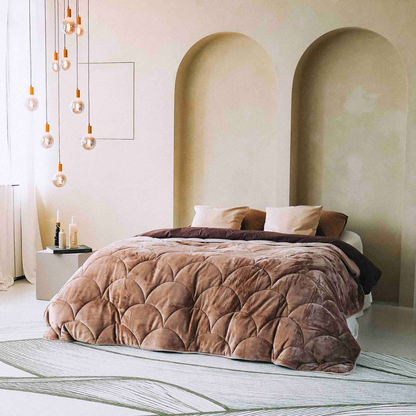 Y-NOT Sommerbettdecke Velours Bettdecke Taupe