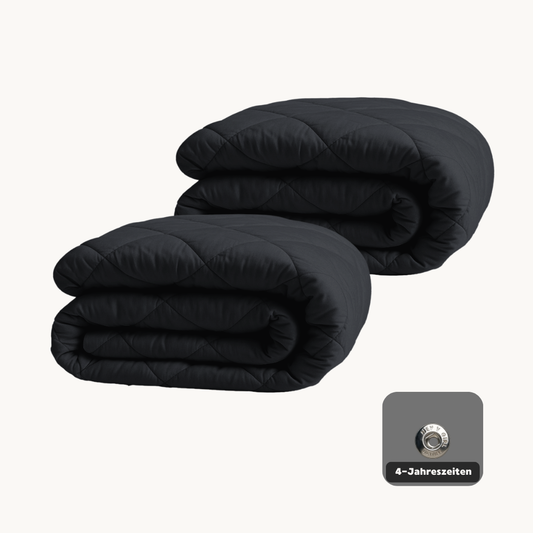 4-Jahreszeiten Bettdecke ohne Bezug aus Mattsatin Schwarz