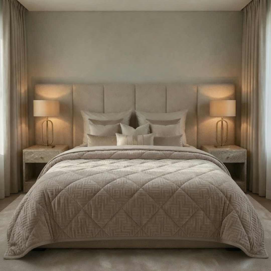 Y-NOT Velours Bettdecke Designer Taupe