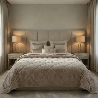 Y-NOT Velours Bettdecke Designer Taupe